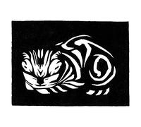 Wee Blue Coo Woodcut Cat Julie De Graag Art Print Poster Wall Decor 12X16 Inch