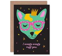 Wee Blue Coo Woofy Ruff Really Love You Queen Dog with Glasses Sealed Greeting Card Plus Envelope Blank inside