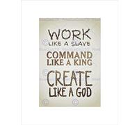 Wee Blue Coo WORK COMMAND CREATE QUOTE TYPOGRAPHY MOTIVATION SEPIA FRAMED ART PRINT B12X13980