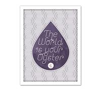 Wee Blue Coo World Is Your Oyster Pattern Pearl Artwork Framed Wall Art Print 18X24 Inch