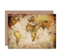 Wee Blue Coo WORLD MAP VINTAGE CARTOGRAPHY BLANK GREETINGS BIRTHDAY CARD ART