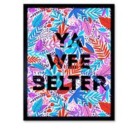 Wee Blue Coo Woven Flower Typography Scotland Wee Belter Art Print Framed Wall Decor 9X7 inch