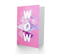 Wee Blue Coo Wow Abstract Swirl Colourful Bold Typography Greetings Card