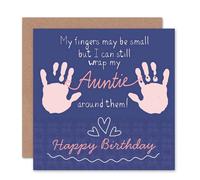 Wee Blue Coo Wrap Auntie Around My Fingers Funny Birthday Card Wee Blue Coo Multicolor