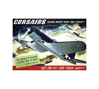 Wee Blue Coo Wwii War Corsair Navy Plane New Wood Frame Picture Gift Wall Art Print