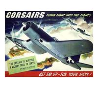 Wee Blue Coo Wwii War Corsair USA Navy Plane Art Print Poster Wall Decor 12X16 Inch