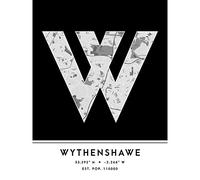Wee Blue Coo Wythenshawe England United Kingdom City Map Black & White Colour Block Modern Typography Stylish Letter Unframed Word Wall Art Print Poster for Home Décor CITYMAP1