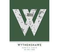 Wee Blue Coo Wythenshawe England United Kingdom City Map Green Colour Block Modern Typography Stylish Letter Unframed Word Wall Art Print Poster for Home Décor CITYMAP1