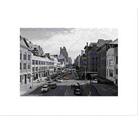 Wee Blue Coo Yellow Cab In A Square Black And White New York City Wall Art Print