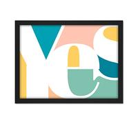 Wee Blue Coo Yes Colourful Modern Typography Artwork Framed Wall Art Print 18X24 Inch