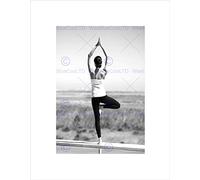 Wee Blue Coo Yoga Tranquility Outdoors Woman Balance B&W Wall Art Print