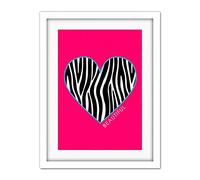 Wee Blue Coo Zebra Shapes Beautiful Pink Artwork Framed Wall Art Print 18X24 Inch
