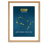 Wee Blue Coo Zodiac Star Sign Birthday Astrology Blue Gemini Framed Wall Art Framed Wall Art Print