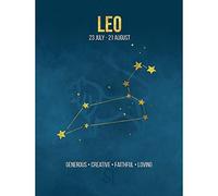 Wee Blue Coo Zodiac Star Sign Birthday Astrology Blue Leo Art Print Poster Wall Decor 12X16 Inch