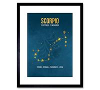 Wee Blue Coo ZODIAC STAR SIGN BIRTHDAY ASTROLOGY BLUE SCORPIO FRAMED ART PRINT F97X13499