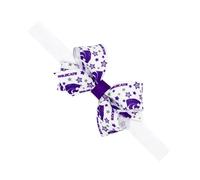 Wee Ones Divine Creations, Girls' Signature Collegiate Logo Print Grosgrain Mini Hair Bow on Elastic Baby Band, One Size, Kansas State Wildcats