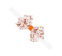 Wee Ones Divine Creations, Girls' Signature Collegiate Logo Print Grosgrain Mini Hair Bow on Elastic Baby Band, One Size, Virginia Tech