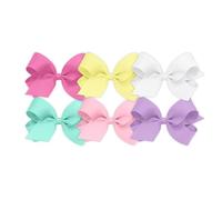 Wee Ones Girls' 6 Piece Set Solid Grosgrain Variety Pack on a WeeStay No-Slip Hair Clip, Large, Rose, Light Yellow, White, New Aqua, Pearl Pink, Light Orchid