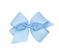 Wee Ones Girls' Classic Grosgrain Hair Bow with Scalloped Edges and Plain Wrap Center on a WeeStay Hair Clip King Millennium Blue