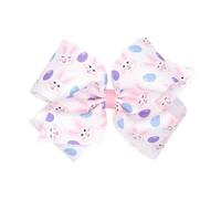 Wee Ones Girls' Easter Print Grosgrain Hair Bow on Wee Stay no-slip clip, handmade, King, Easter Bunny Print