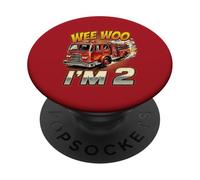 Wee Woo I'm 2 Fire Truck Birthday 2nd Bday Boy Party PopSockets Adhesive PopGrip