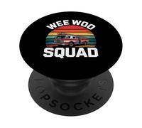 Wee Woo Squad Fire Truck Kids Emergency Vehicle retro PopSockets Adhesive PopGrip