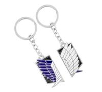 Weeb Keychains Attack on Titan Inspired Wings of Freedom Keychain Set, 2 Matching Survey Corps Scout Emblem Enamel Charms in Purple & White for Keys & Bags, AOT Anime Gift, Fan-Made