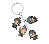 Weeb Keychains Attack on Titan Merch, Inspired Anime Keychain, 4 Chibi Enamel Charms with Eren, Mikasa, Jean & Levi for Keys, Bags & Lanyards, AOT Anime Gifts, Fan-Made