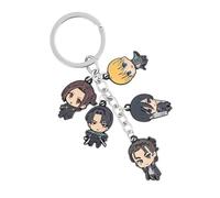 Weeb Keychains Attack on Titan Merch, Inspired Anime Keychain, 5 Chibi Enamel Charms with Levi, Eren, Mikasa, Armin & Hange for Keys, Bags & Lanyards, AOT Anime Gifts, Fan-Made