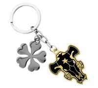 Weeb Keychains Black Clover Merch with Black Bulls Emblem & 4-Leaf Clover Charm, Solid Alloy Anime Keychains with Clean Enamel, Durable, Lightweight Anime Gifts for Bags or Keys