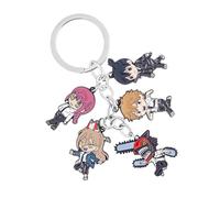 Weeb Keychains Chainsaw Man Anime Keychain - Anime Merch with Makima, Power, Denji, Aki & Chainsaw Man, Rugged Metal Key Ring & Phone Charm, Heavy Duty Anime Gift for Keys & Bags with Box Included