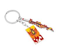 Weeb Keychains Demon Slayer Keychain, Rengoku Anime Charm with Nichirin Sword & Haori Plate, Premium Zinc Alloy Merch, Durable for Bags or Keys, Lightweight, Holds Its Finish