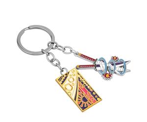 Weeb Keychains Demon Slayer Keychain, Tengen Uzui Anime Charm with Nichirin Swords & Haori Plate, Premium Zinc Alloy Merch, Durable for Bags or Keys, Lightweight, Holds Its Finish
