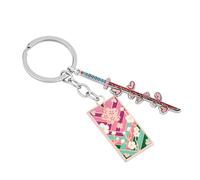 Weeb Keychains Demon Slayer Merch, Mitsuri Kanroji Anime Charm with Nichirin Sword & Haori Plate, Premium Zinc Alloy Keychain, Durable for Bags or Keys, Lightweight, Holds Its Finish