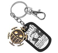 Weeb Keychains One Piece Anime Keychain with Straw Hat & Metal Dog Tag, Premium Zinc Alloy One Piece Merch for Trafalgar Law Fans, Durable, Lightweight Keychain Gift for Everyday Carry