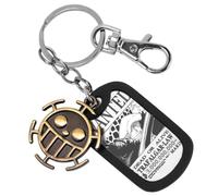 Weeb Keychains One Piece Merch, Law Keychain, Trafalgar Law Heart Pirates Emblem & WANTED Dog Tag Charm, Premium Zinc Alloy Anime Merch, Collectible One Piece Key Chain & Anime Gift for Men