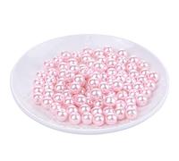 Weebee 200Pcs Glass Pearl Beads Assorted Colors Loose Spacer Round Czech Tiny Satin Luster Handcrafted Beading Assortments for DIY Craft Bracelets Beads for Jewelry Making (Light Rose Pink, 6mm)