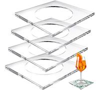 Weecent 4 Pack Acrylic Coasters DIY Cocktail Napkin Holder Clear Water Resistant Shatterproof Coaster for Any Holidays Occasions Home Office Decor and Protect Table