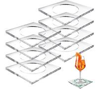 Weecent 8 Pack Acrylic Coasters DIY Cocktail Napkin Holder Clear Water Resistant Shatterproof Coaster for Any Holidays Occasions Home Office Decor and Protect Table