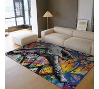 WEECHAINGE 80x150cm Rugs for Living Room Hippie Graffiti Style Area Rug Washable Fluffy Bedroom Rug Hip-hop Style Street Dance Man Carpet for Boys Girls Dorm Nursery Bedside Floor Mat Decor