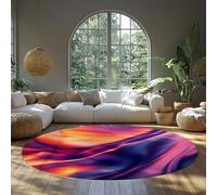 WEECHAINGE Abstract Art Round Rug Purple Orange Pink Circle Carpet for Dorm Studio Home Office Machine Washable Modern Area Rugs Non Slip Backing 90cm