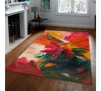 WEECHAINGE Abstract Brushstroke Washable Rugs for Living Room Boho Burst Red Orange Pink Green Rug Non Slip Large Bedroom Rugs 180x240cm Low Pile Area Rugs Carpet for Kitchen Dining Room Office