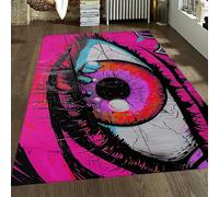 WEECHAINGE Abstract Eye Print Rug Short Pile Thin Non Shedding Colorful Pop Art Area Rug 180x240cm Modern Black Purple Graffiti Rugs Multicolor Artistic Carpet Home Kitchen Laundry Decor