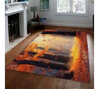 WEECHAINGE Autumn Forest Rugs Living Room Natural Landscape Area Rugs for Bedroom Falling Maple Leaves Decor Doormat Modern Aesthetic Art Non-slip Washable Carpet for Hallway Entrance 100x150cm