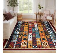 WEECHAINGE Aztec Patterned Accent Rug 100x150cm Boho Geometric Stripes Area Rugs Native Ethnic Tribal Accent Carpet for Bedroom Farmhouse Soft Low Pile Mat