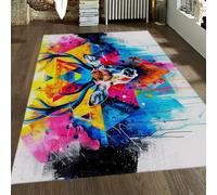 WEECHAINGE Banksy Colourful Washable Rug for Living Room 160x200cm Large Geometric Deer Graffiti Art Carpet with Non Slip Backing Cute Animal Print Area Rug for Bedroom Dining Room & Home Office