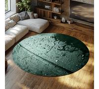 WEECHAINGE Bedroom Round Area Rug Dew Drops on Green Leaf Print Soft Thin Washable Floor Mat with Non-slip Backing Nature Photography Decor for Cafe 60cm