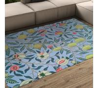 WEECHAINGE Blue Living Room Large 120x150cm Soft Low Pile Anti Slip Lemon Plants Pattern Area Rugs Kid Pet Friendly Rug for Bedroom Dining Room Kitchen William Morris Artwork Retro Carpets