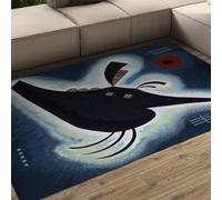 WEECHAINGE Blue Rugs for Living Room 60x120 Famous Painting Pointed Black Print Machine Washable Area Rugs for Kitchen Bedroom Dining Room Non Slip Soft Short Pile Carpet Floor Mats Decor