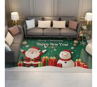 WEECHAINGE Cartoon Santa Claus Snowman Carpet 100x150cm Merry Christmas New Year Festive Decor Floor Mat Non Slip Washable Thin Rug for Living Room Entryway